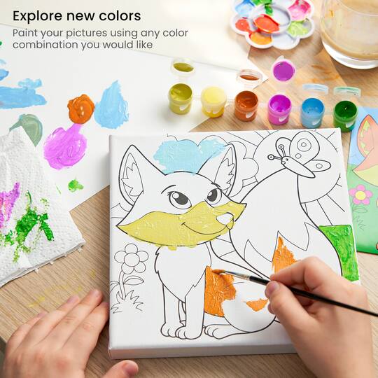Arteza® Kids Canvas Paint Kit, 4 8x8 Canvas with Brushes & Paints Animals